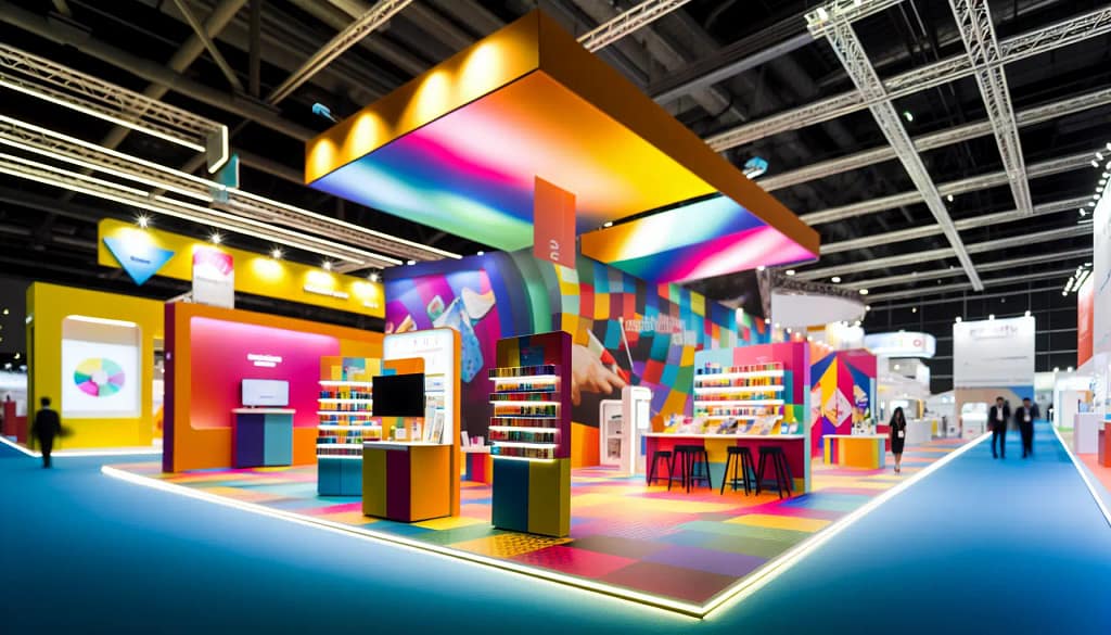 A bright and colourful exhibition stand design concept.